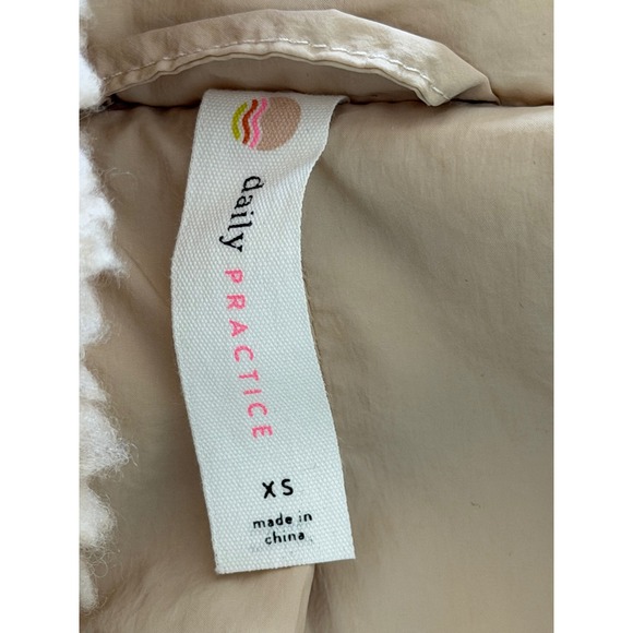 Daily Practice Anthropologie Cropped Sherpa Fleece Zip Up Hoodie XS Cream NEW! - Picture 5 of 9